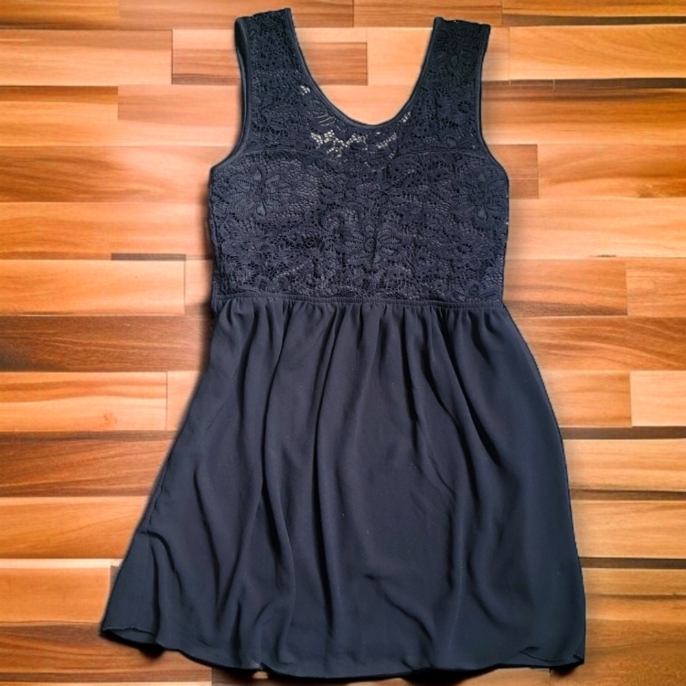 STREETWEAR SOCIETY - Blue Smocked Lace Upper Mini Skater Style Dress Size L